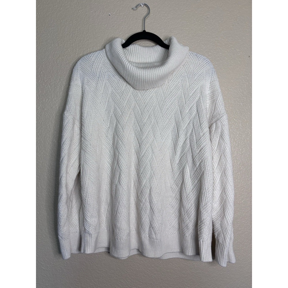 Lane Bryant 18/20 White Knit Turtleneck Sweater Plus SZ Cabincore Cozy Holiday